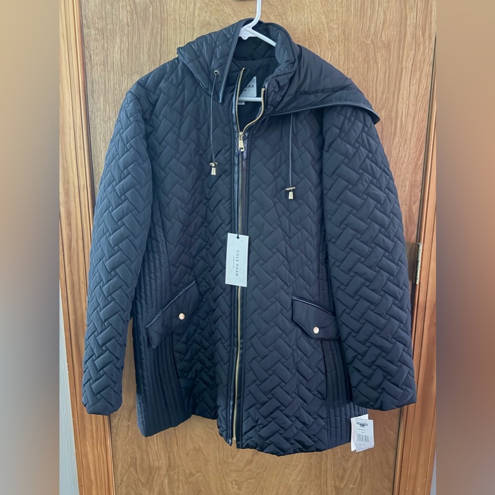 Cole Haan Faux-Quilted Black Jacket NWT 2XL - Picture 4 of 6